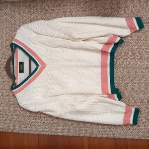 White Retro School Sweater